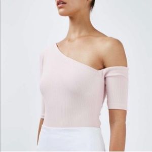 Topshop-asymmetric ribbed bodysuit